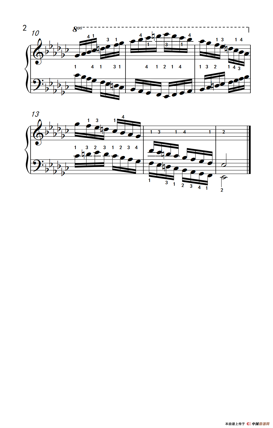 降E小调音阶（反向四个八度）（孩子们的钢琴音阶、和弦与琶音 2）