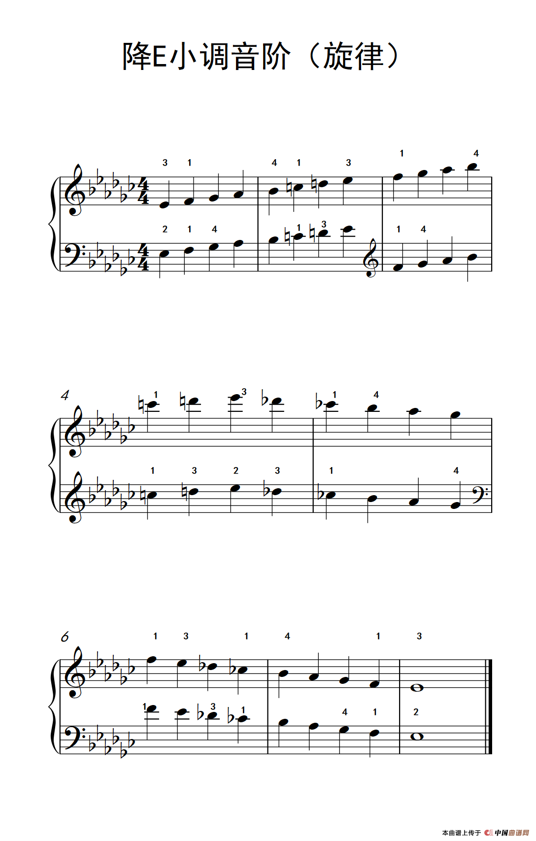 降E小调音阶（旋律）（孩子们的钢琴音阶、和弦与琶音 2）
