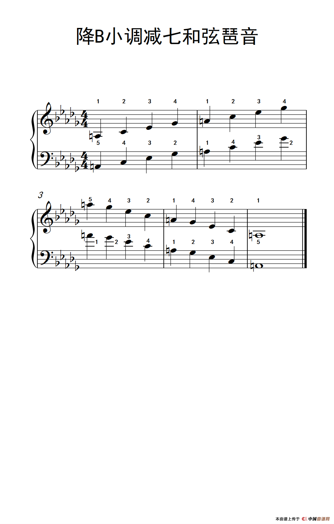 降B小调减七和弦琶音（孩子们的钢琴音阶、和弦与琶音 2）
