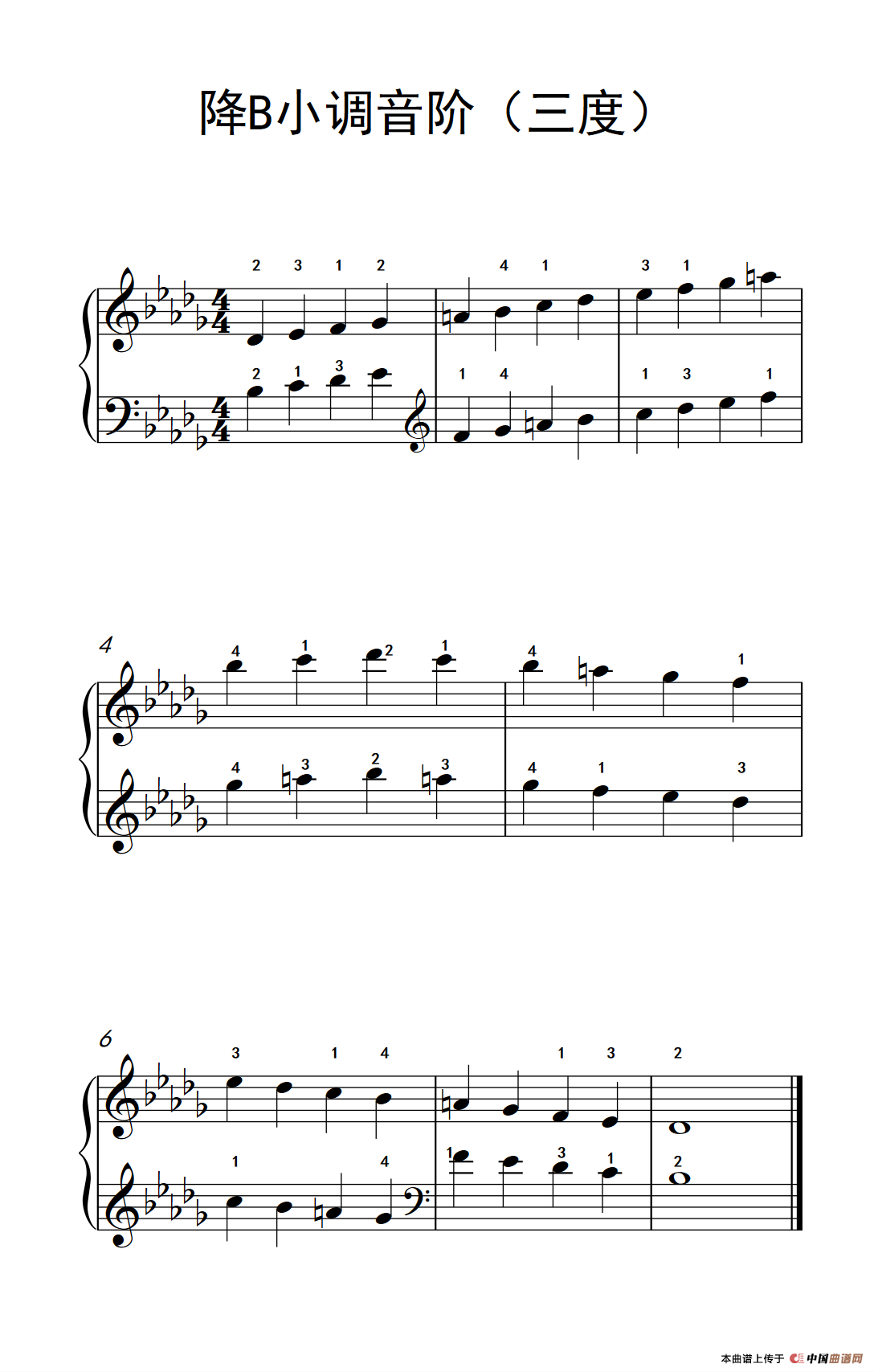 降B小调音阶（三度）（孩子们的钢琴音阶、和弦与琶音 2）