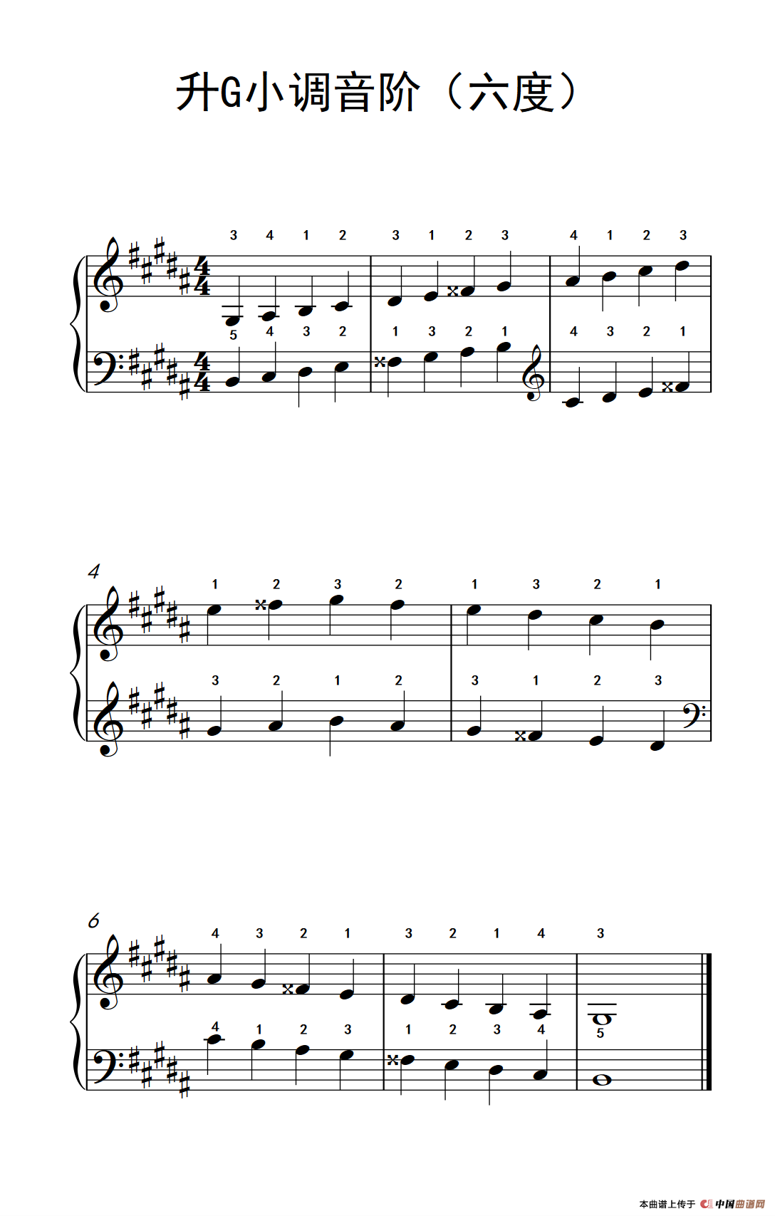 升G小调音阶（六度）（孩子们的钢琴音阶、和弦与琶音 2）