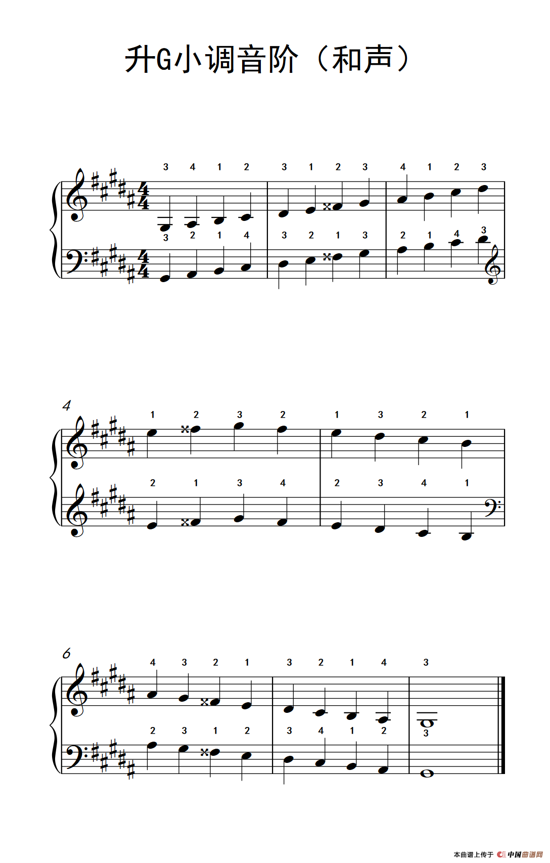 升G小调音阶（和声）（孩子们的钢琴音阶、和弦与琶音 2）