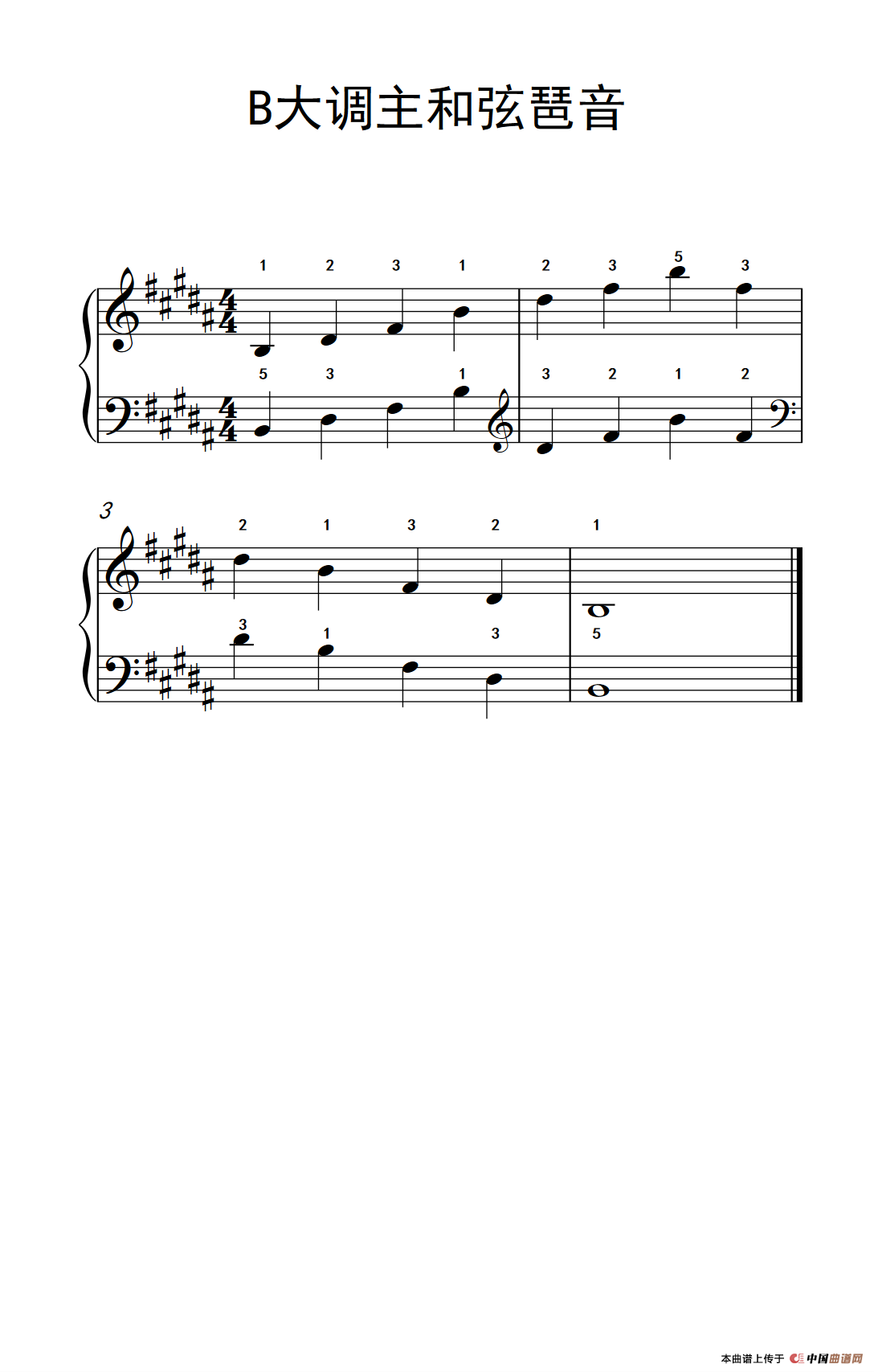 B大调主和弦琶音（孩子们的钢琴音阶、和弦与琶音 2）