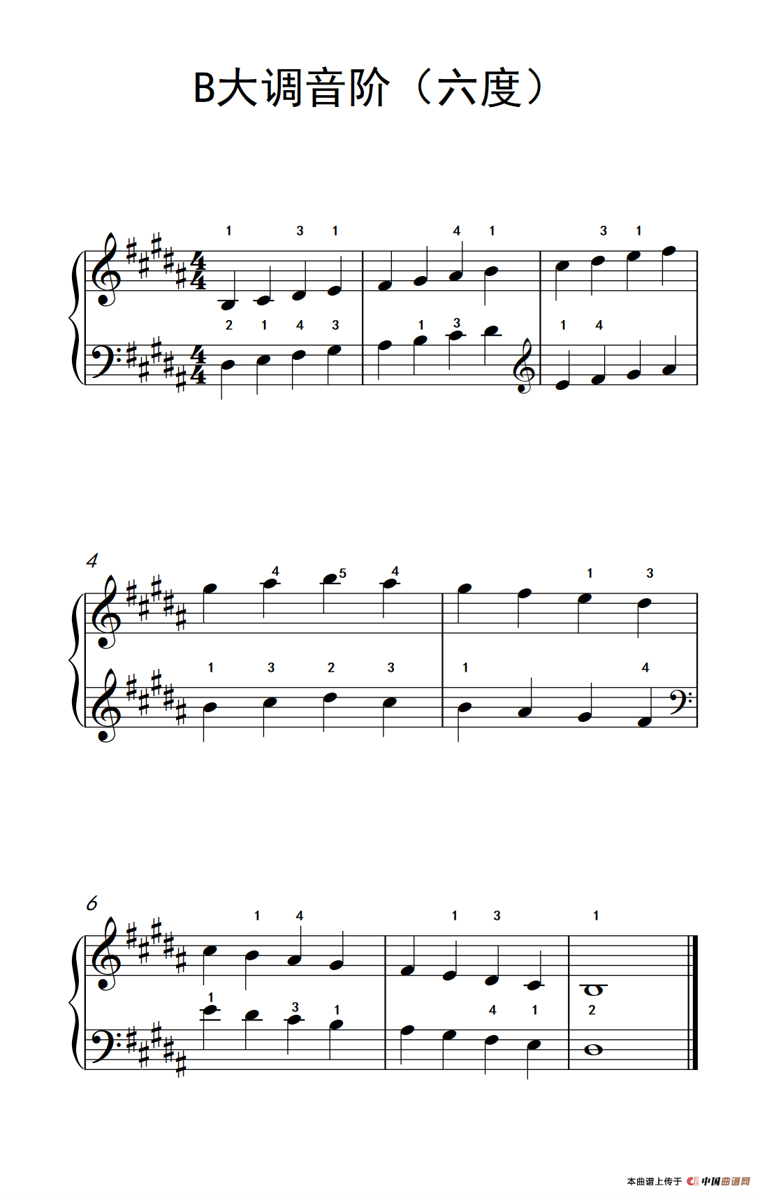 B大调音阶（六度）（孩子们的钢琴音阶、和弦与琶音 2）