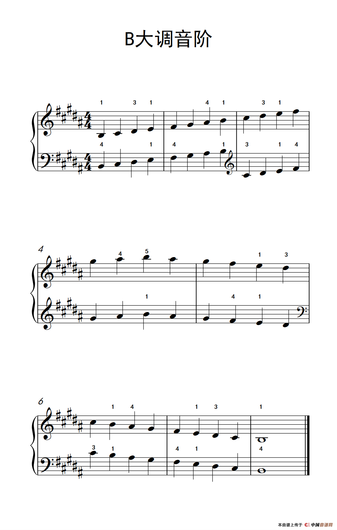 B大调音阶（孩子们的钢琴音阶、和弦与琶音 2）
