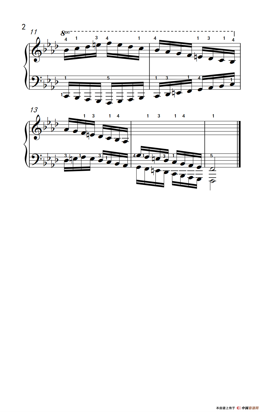 F小调音阶（反向四个八度）（孩子们的钢琴音阶、和弦与琶音 2）