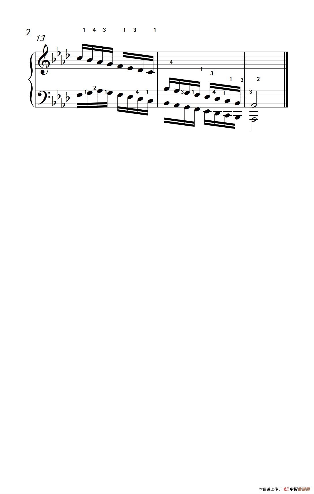 降A大调音阶（反向四个八度）（孩子们的钢琴音阶、和弦与琶音 2）