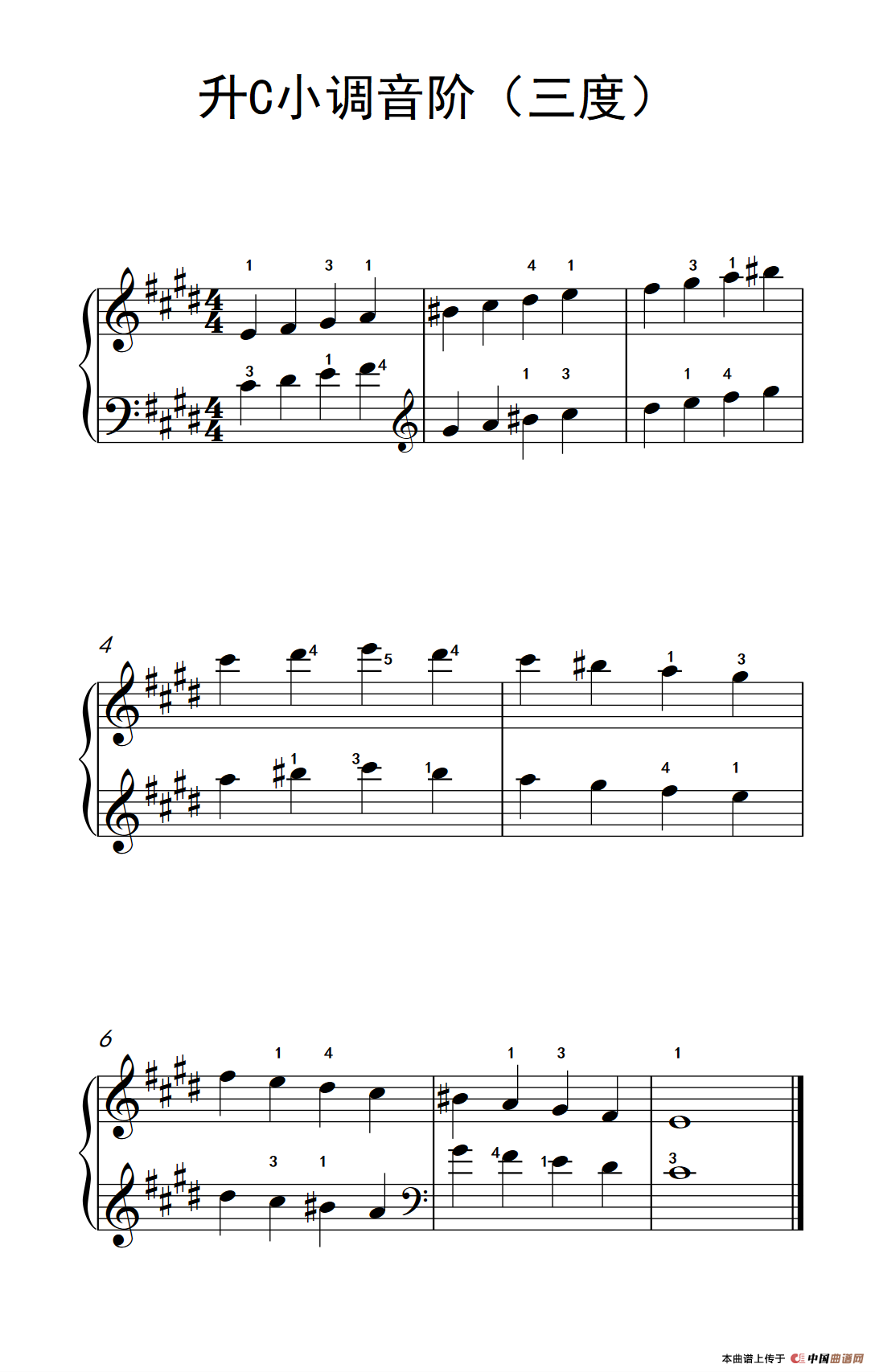 升C小调音阶（三度）（孩子们的钢琴音阶、和弦与琶音 2）