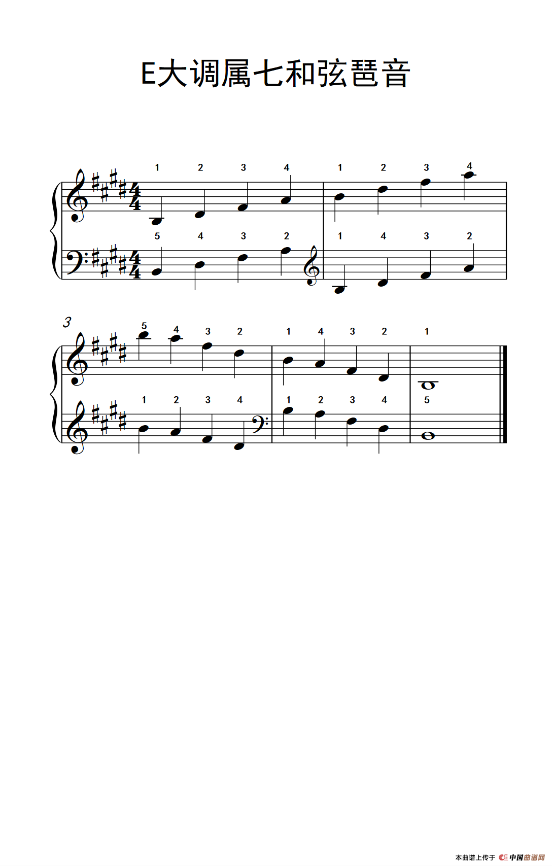 E大调属七和弦琶音（孩子们的钢琴音阶、和弦与琶音 2）