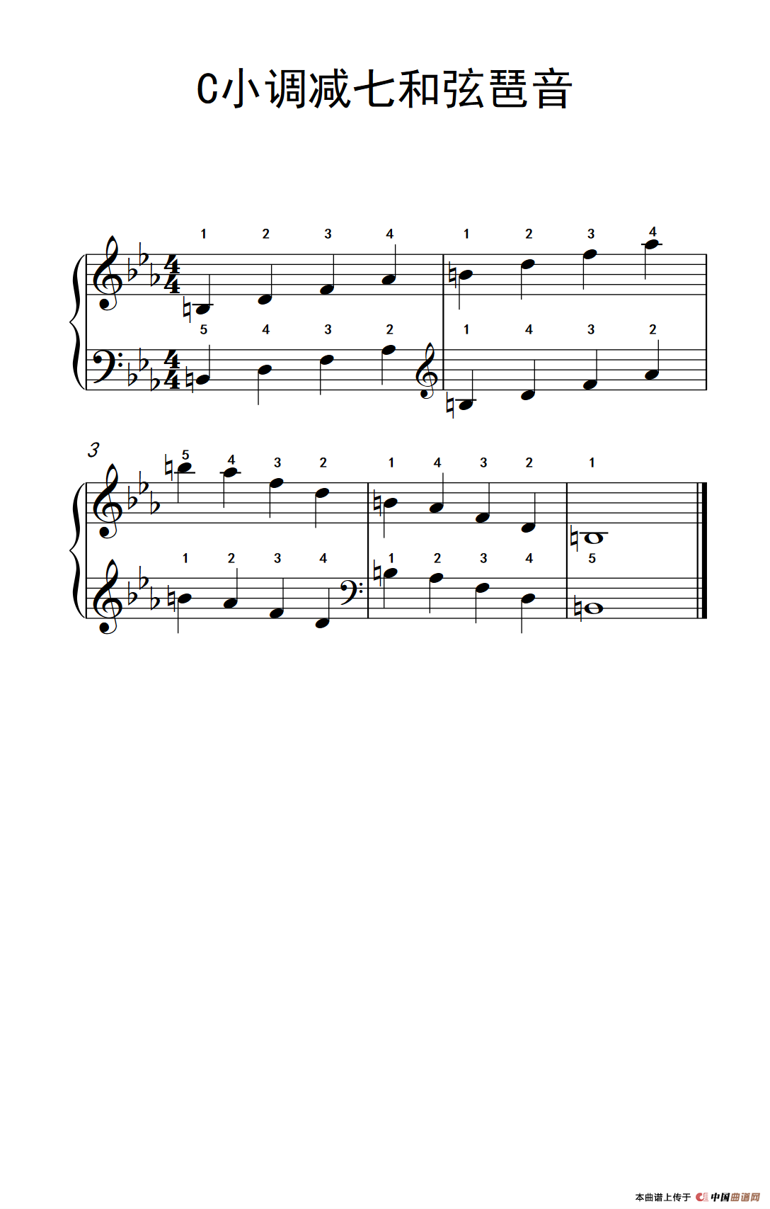 C小调减七和弦琶音（孩子们的钢琴音阶、和弦与琶音 2）