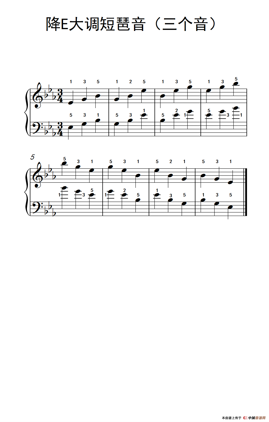 降E大调短琶音（三个音）（孩子们的钢琴音阶、和弦与琶音 2）