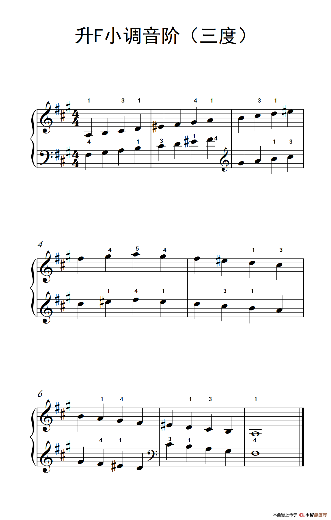 升F小调音阶（三度）（儿童钢琴练习曲）