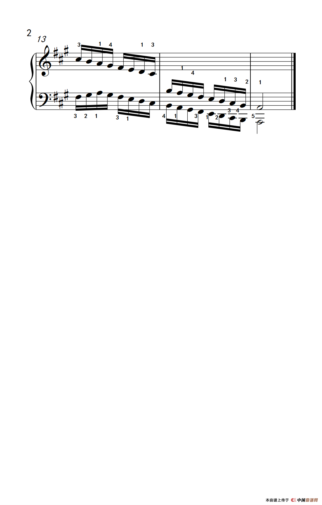 A大调音阶（反向四个八度）（儿童钢琴练习曲）