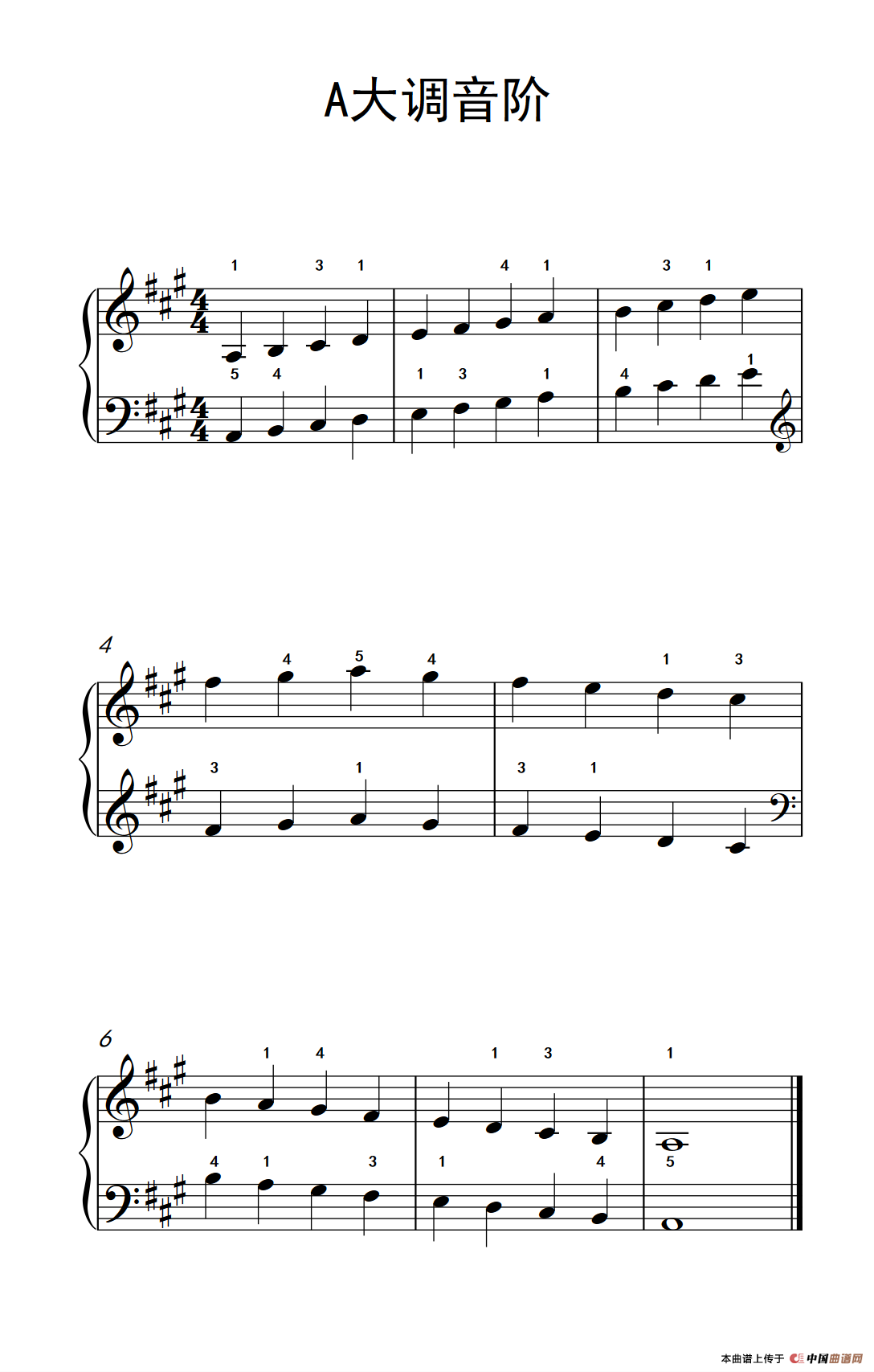 A大调音阶（儿童钢琴练习曲）