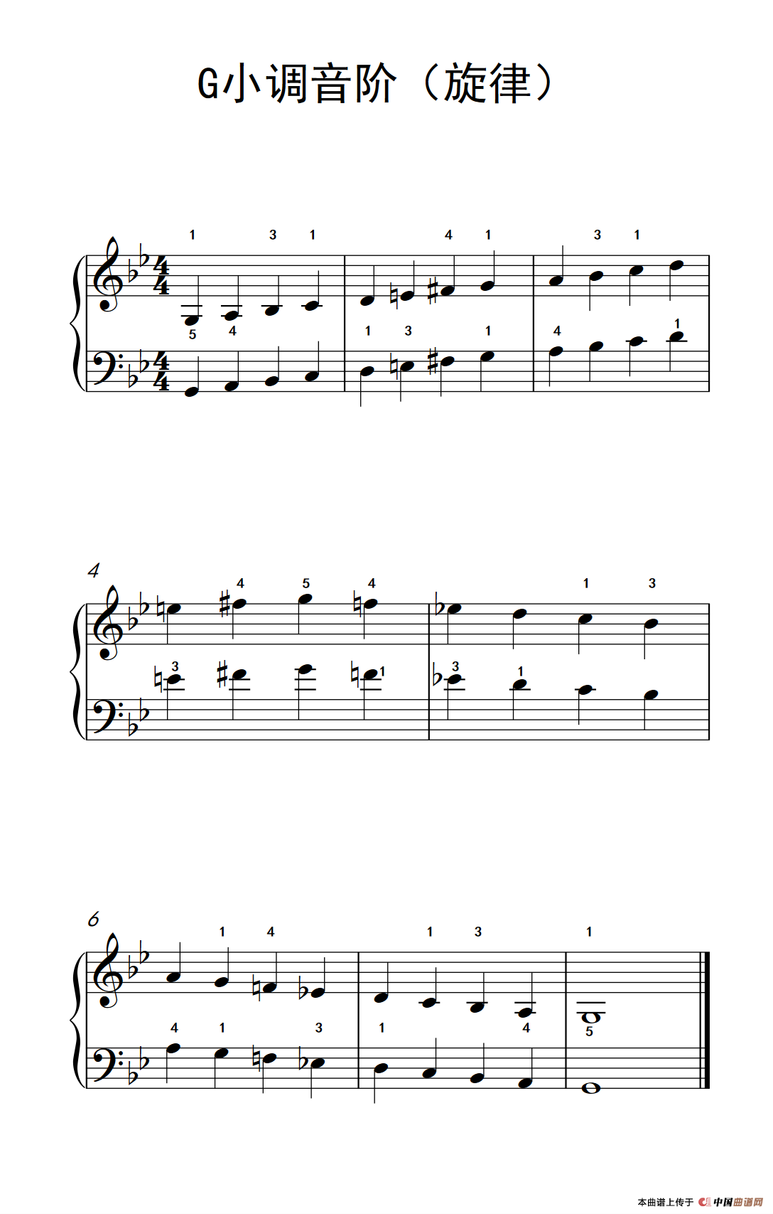 G小调音阶（旋律）（儿童钢琴练习曲）