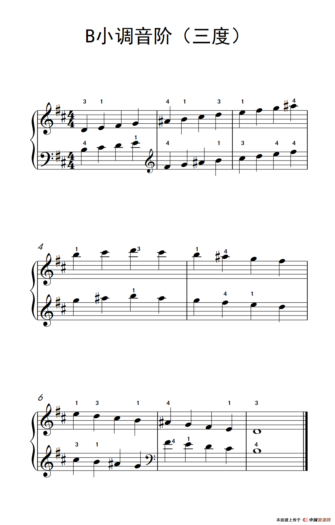 B小调音阶（三度）（儿童钢琴练习曲）