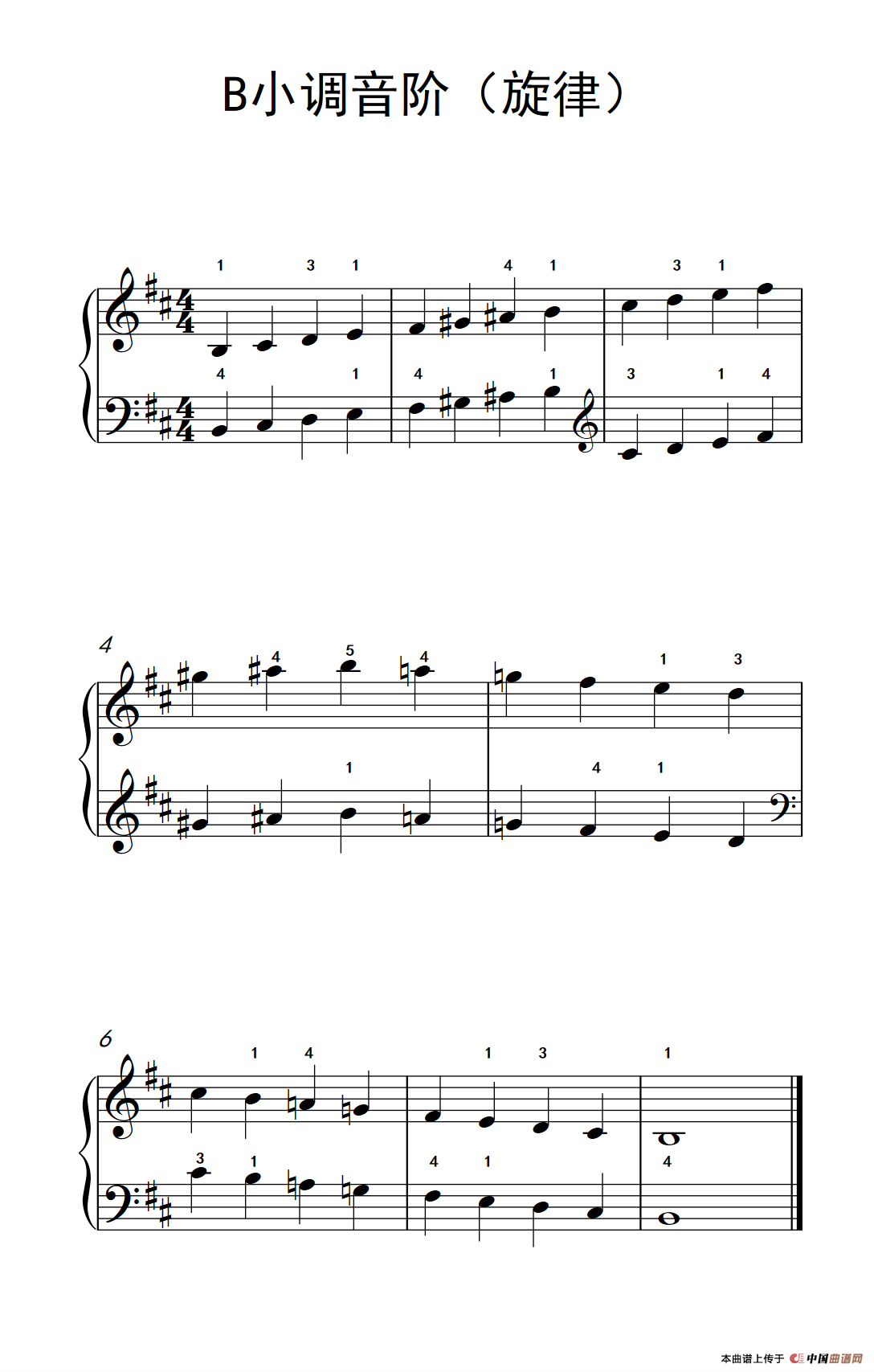 B小调音阶（旋律）（儿童钢琴练习曲）