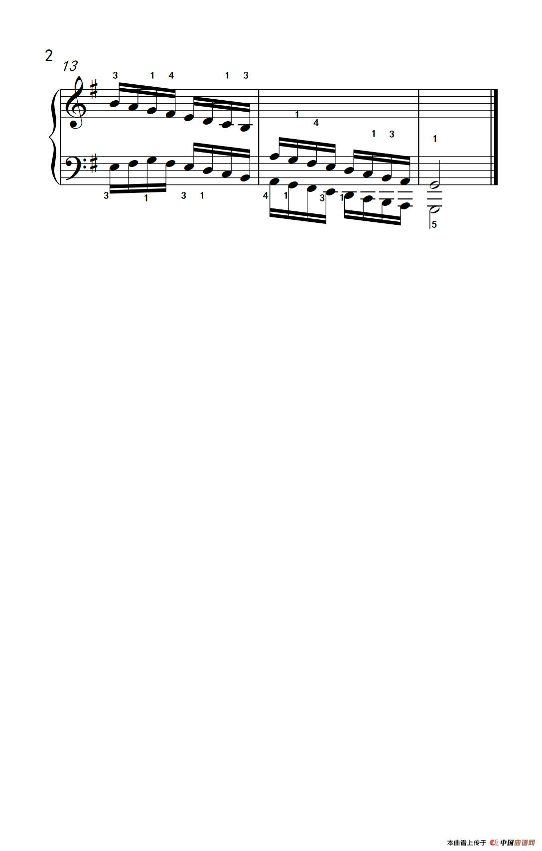 G大调音阶（反向四个八度）（儿童钢琴练习曲）