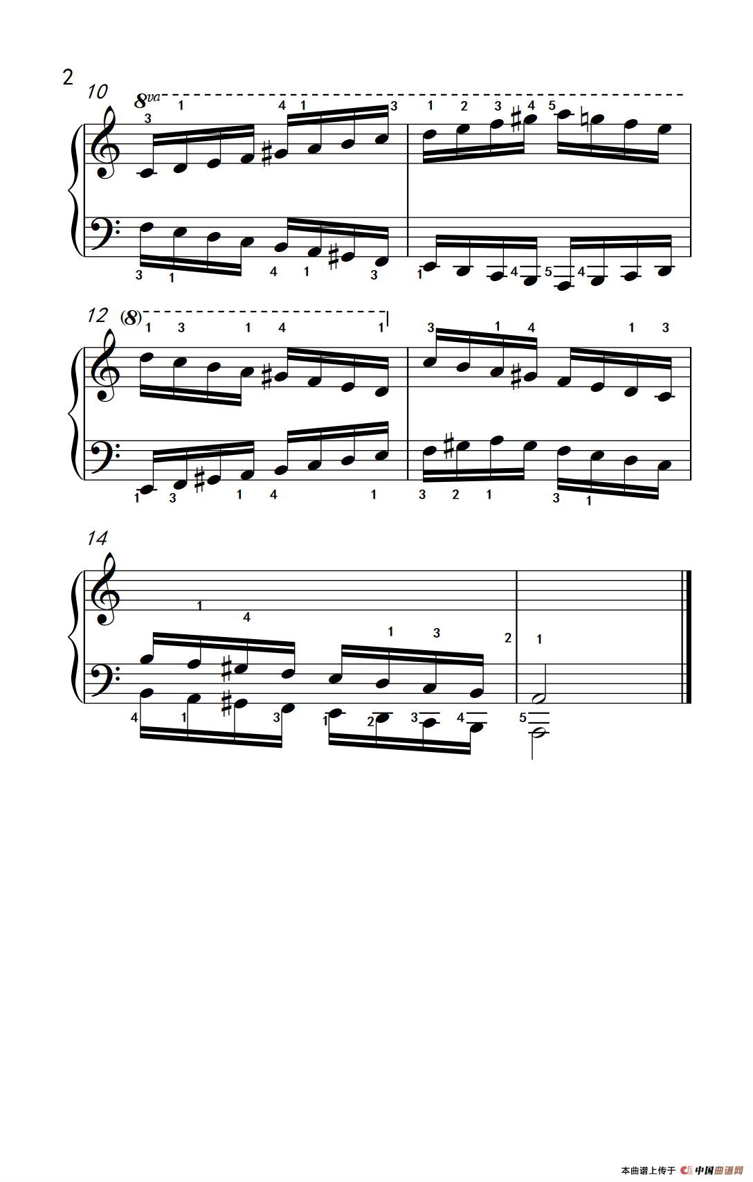 A小调音阶（反向四个八度）（儿童钢琴练习曲）