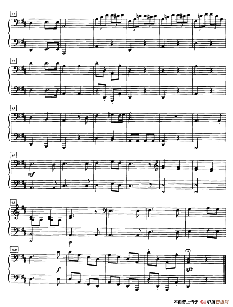 D大调小步舞曲（四手联弹第二钢琴）