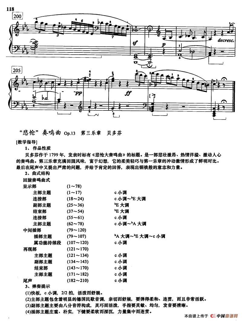 “悲怆”奏鸣曲Op.13（第三乐章）