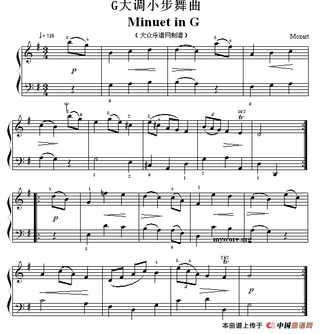 考级初级曲目：G大调小步舞曲（Minuet in G）