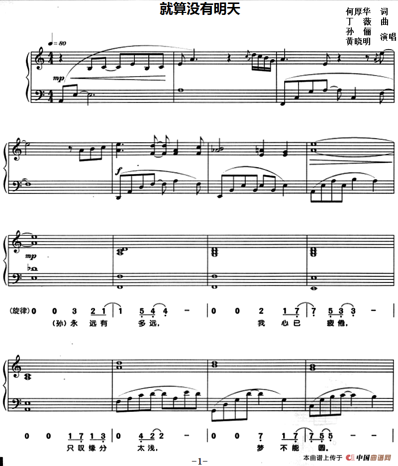 就算没有明天（钢琴弹唱）