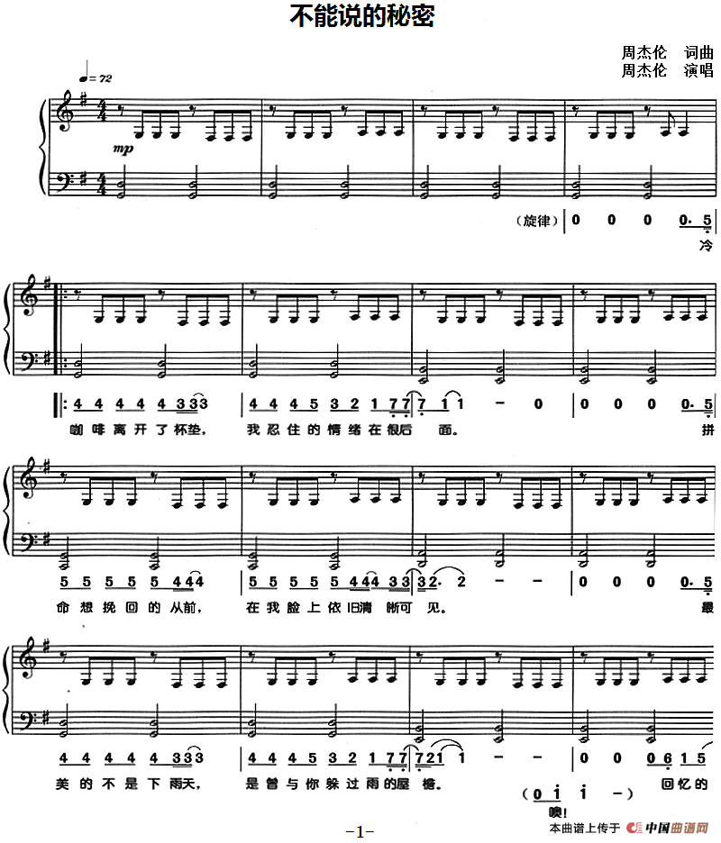 不能说的秘密（钢琴弹唱）