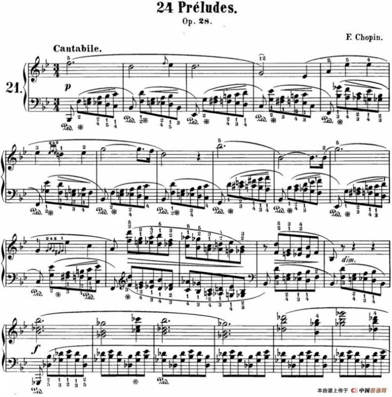 肖邦 24首钢琴前奏曲 Op.28 No.21 降B大调