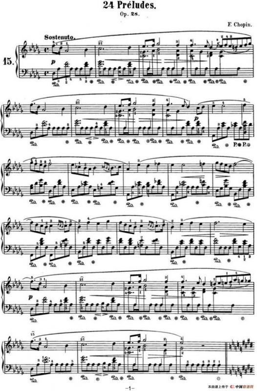 肖邦 24首钢琴前奏曲 Op.28 No.15 降D大调 雨滴