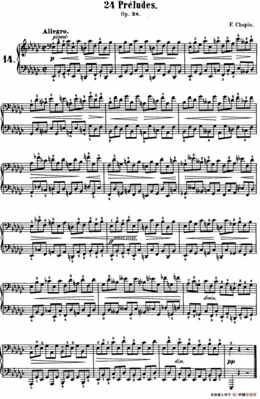 肖邦 24首钢琴前奏曲 Op.28 No.14 降E小调