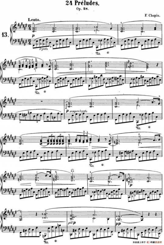 肖邦 24首钢琴前奏曲 Op.28 No.13 升F大调