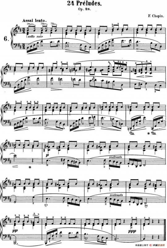 肖邦 24首钢琴前奏曲 Op.28 No.6 B小调