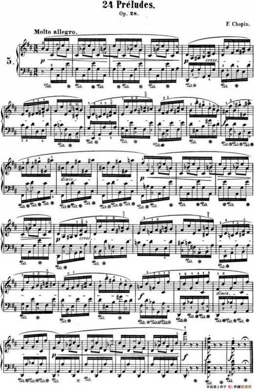肖邦 24首钢琴前奏曲 Op.28 No.5 D大调