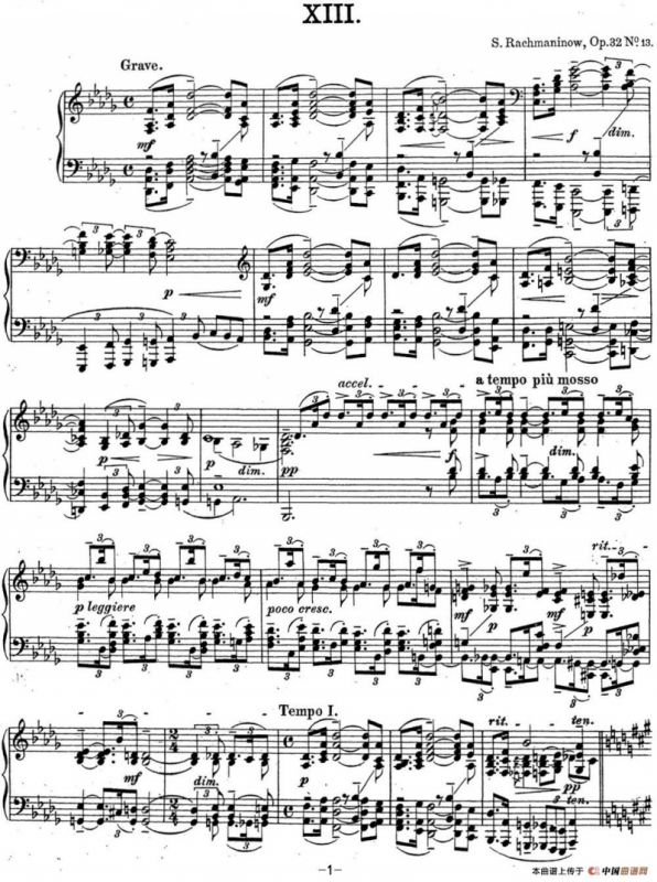 拉赫玛尼诺夫 钢琴前奏曲24 降D大调 Op.32 No.13