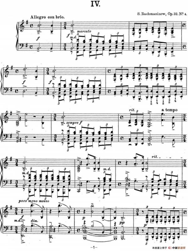 拉赫玛尼诺夫 钢琴前奏曲15 E小调 Op.32 No.4