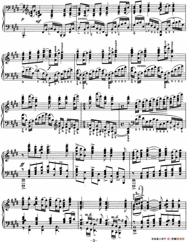 拉赫玛尼诺夫 钢琴前奏曲14 E大调 Op.32 No.3