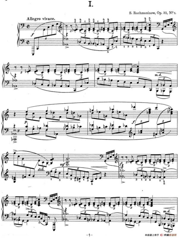 拉赫玛尼诺夫 钢琴前奏曲12 C大调 Op.32 No.1