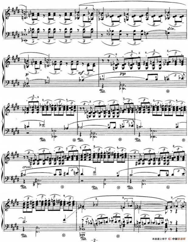 拉赫玛尼诺夫 幻想小品集 Op.3 No.3 旋律 E大调