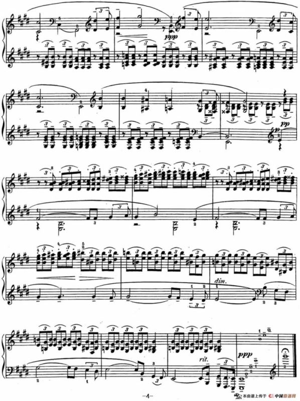 拉赫玛尼诺夫 幻想小品集 Op.3 No.3 旋律 E大调