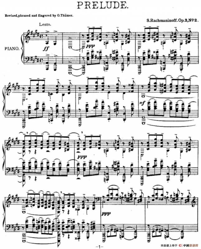 拉赫玛尼诺夫 幻想小品集 Op.3 No.2 前奏曲 升c小调