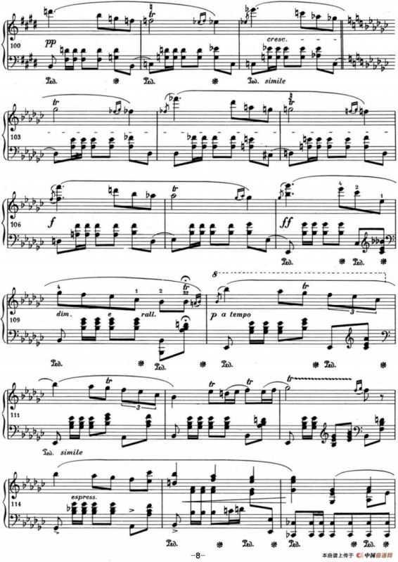 肖邦 波兰舞曲 Op.posth.P.1 No.8 降G大调