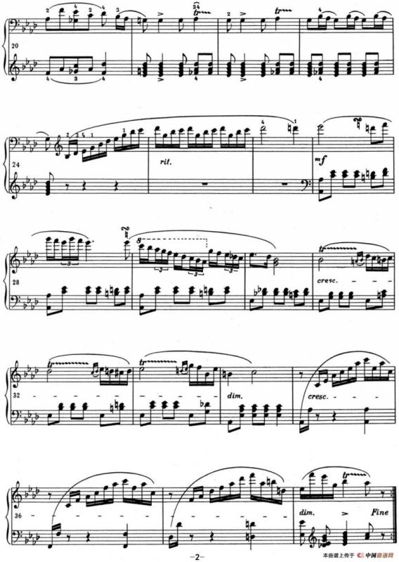 肖邦 波兰舞曲 Op.posth.P.1 No.2 降A大调