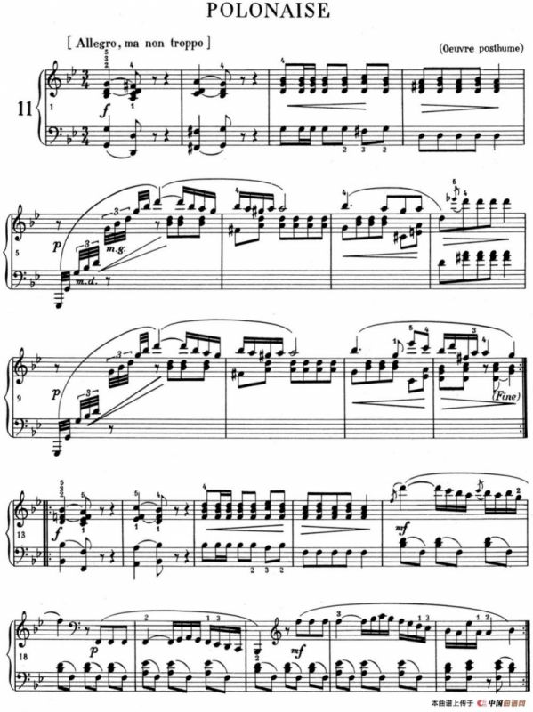 肖邦 波兰舞曲 Op.posth.S.1 No.1 g小调
