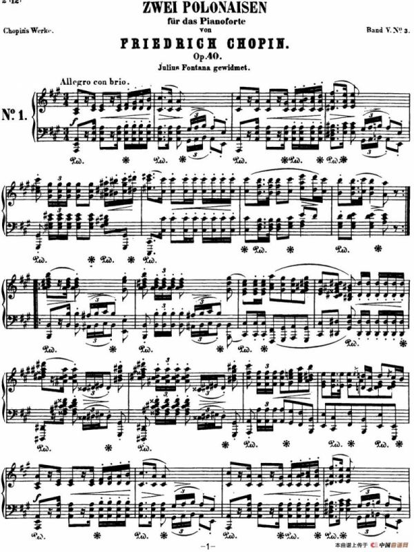 肖邦 波兰舞曲 军队 Op.40 No.1 A大调 Polonaise