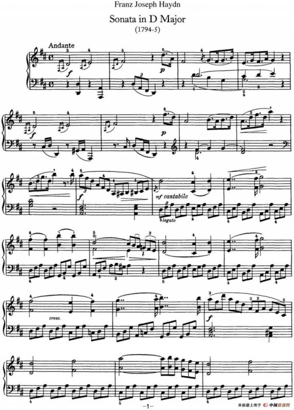 海顿 钢琴奏鸣曲 Hob XVI 51 in D major