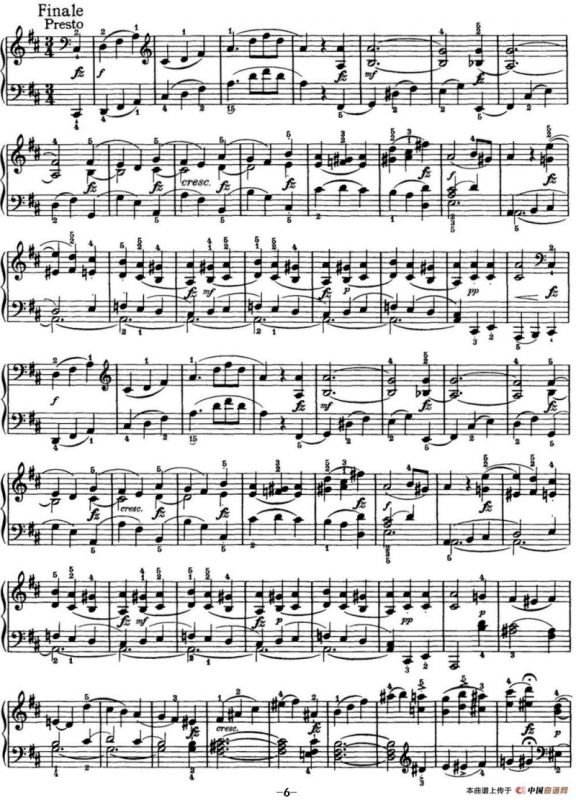 海顿 钢琴奏鸣曲 Hob XVI 51 in D major