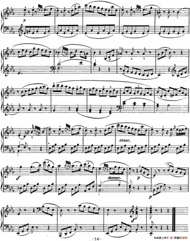 海顿 钢琴奏鸣曲 Hob XVI 49 in E-flat major