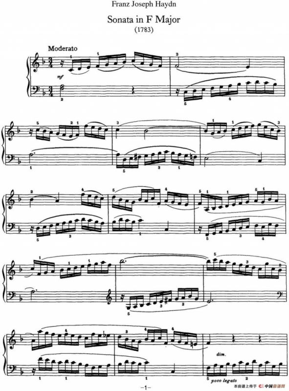 海顿 钢琴奏鸣曲 Hob XVI 47 in F major