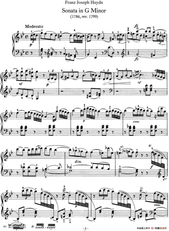 海顿 钢琴奏鸣曲 Hob XVI 44 in G minor